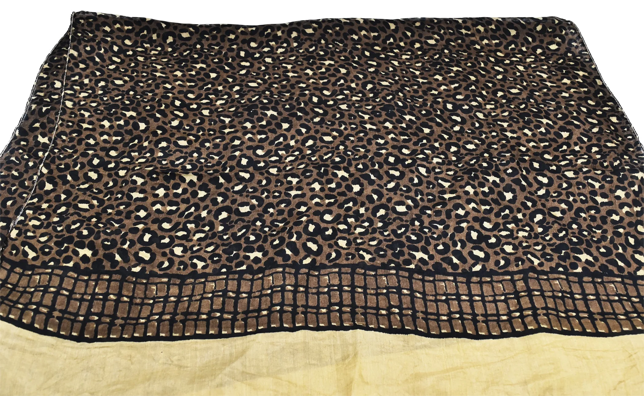100% Silk Beige Leopard Print Scarf
