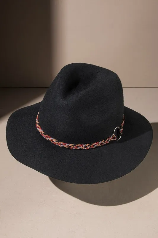 Black Braided O-Ring Panama Hat