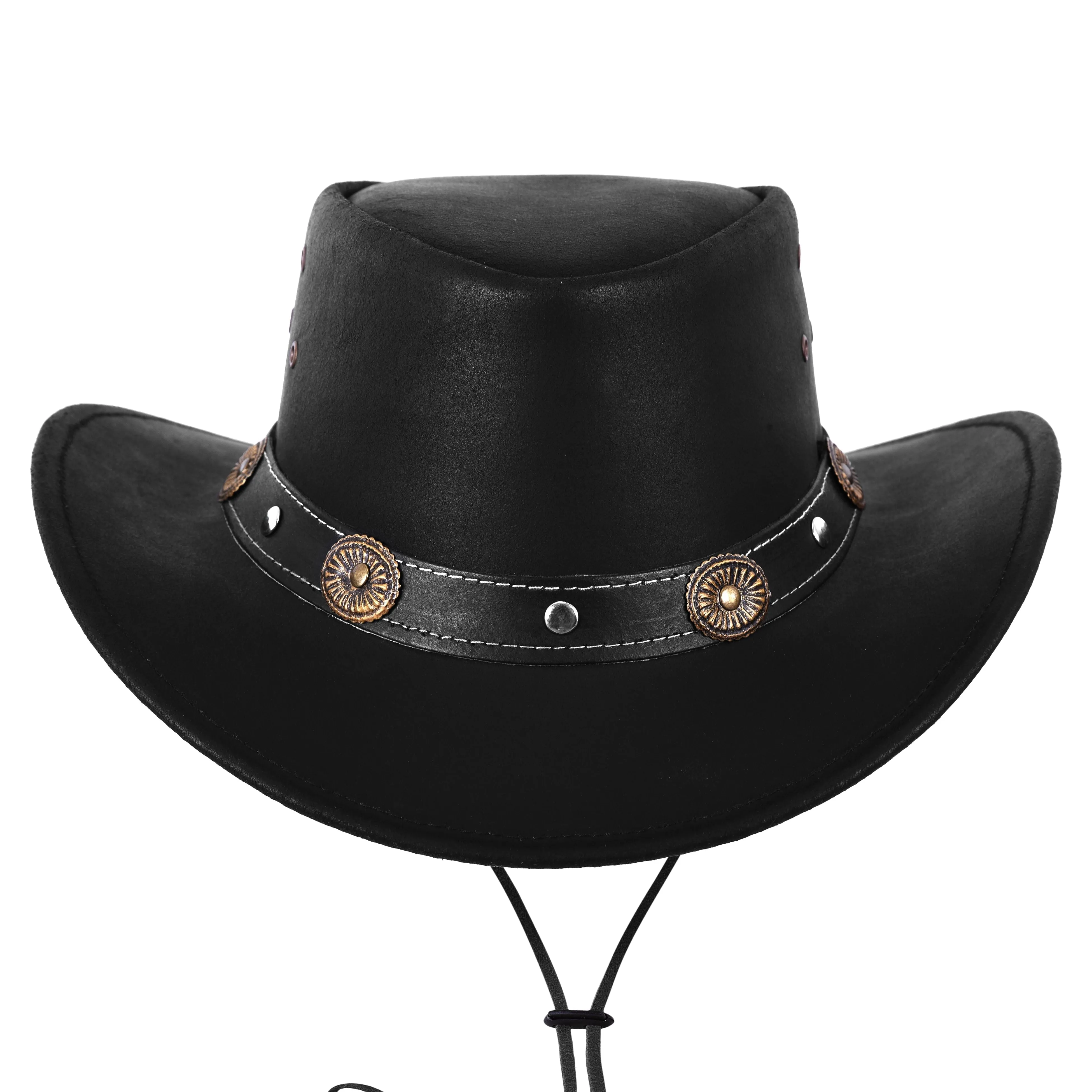 Black Leather Cowboy Hat Outback Leather Western Hat