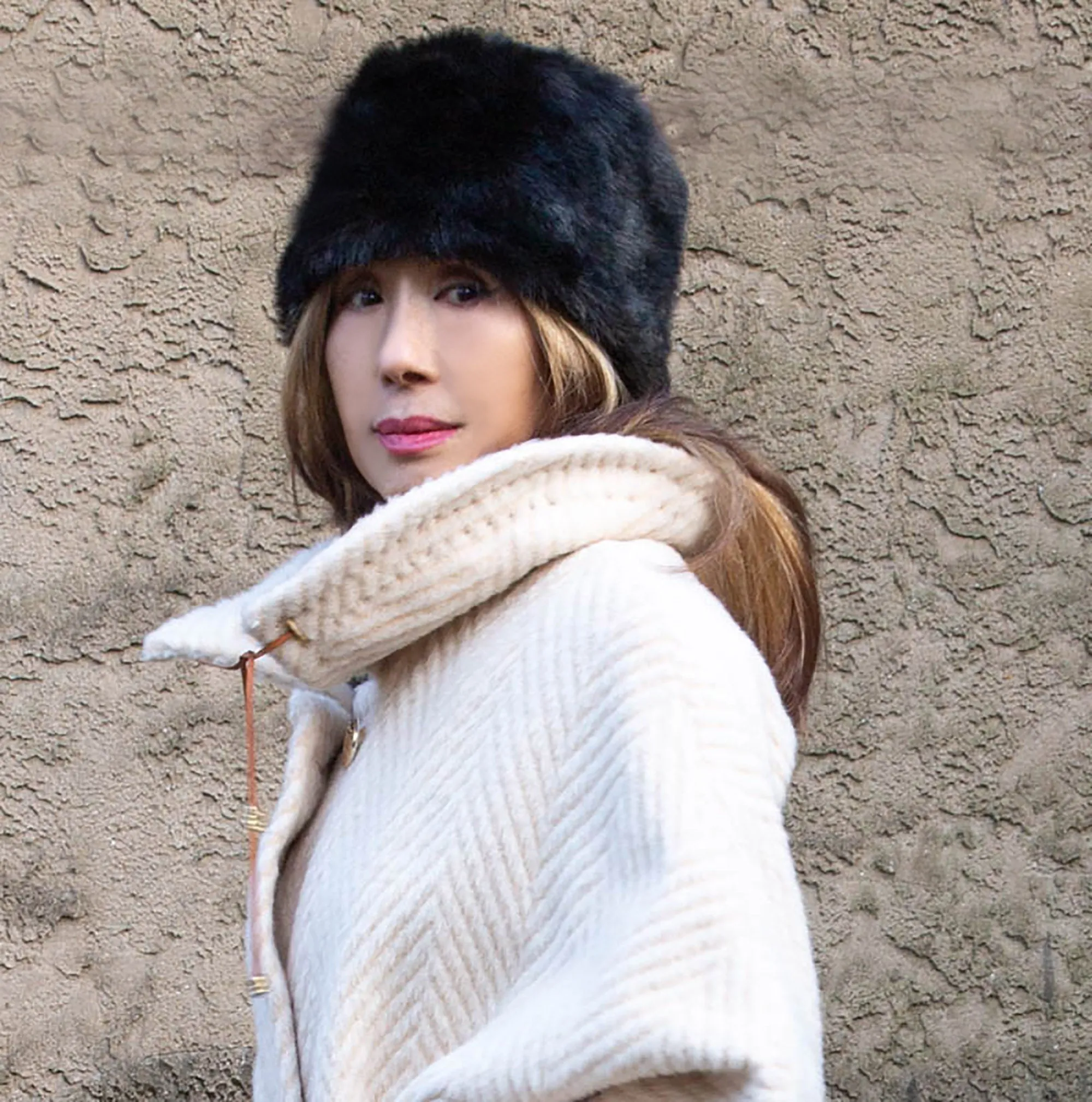 Black Russian Style Faux Fur Hat