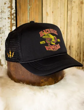 Black Shag Vintage Winged Skull   Snake Trucker Hat
