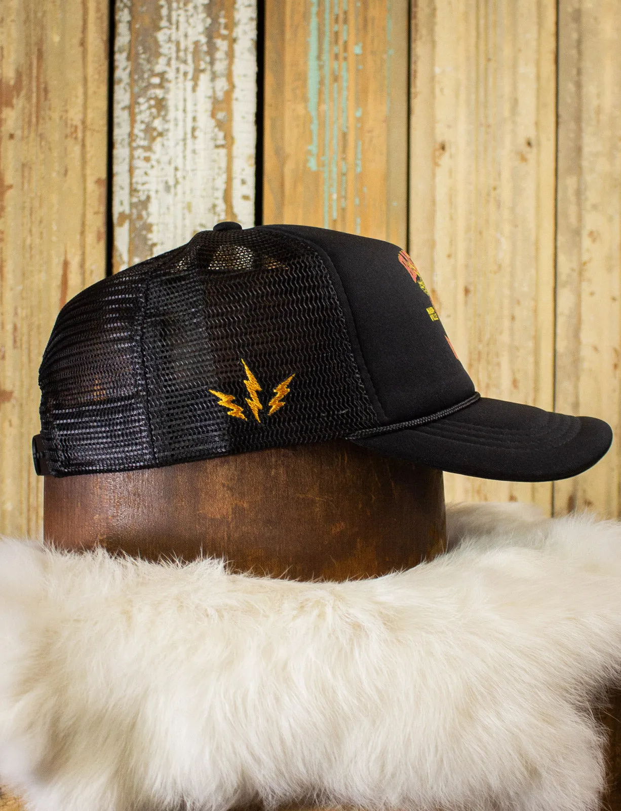 Black Shag Vintage Winged Skull   Snake Trucker Hat
