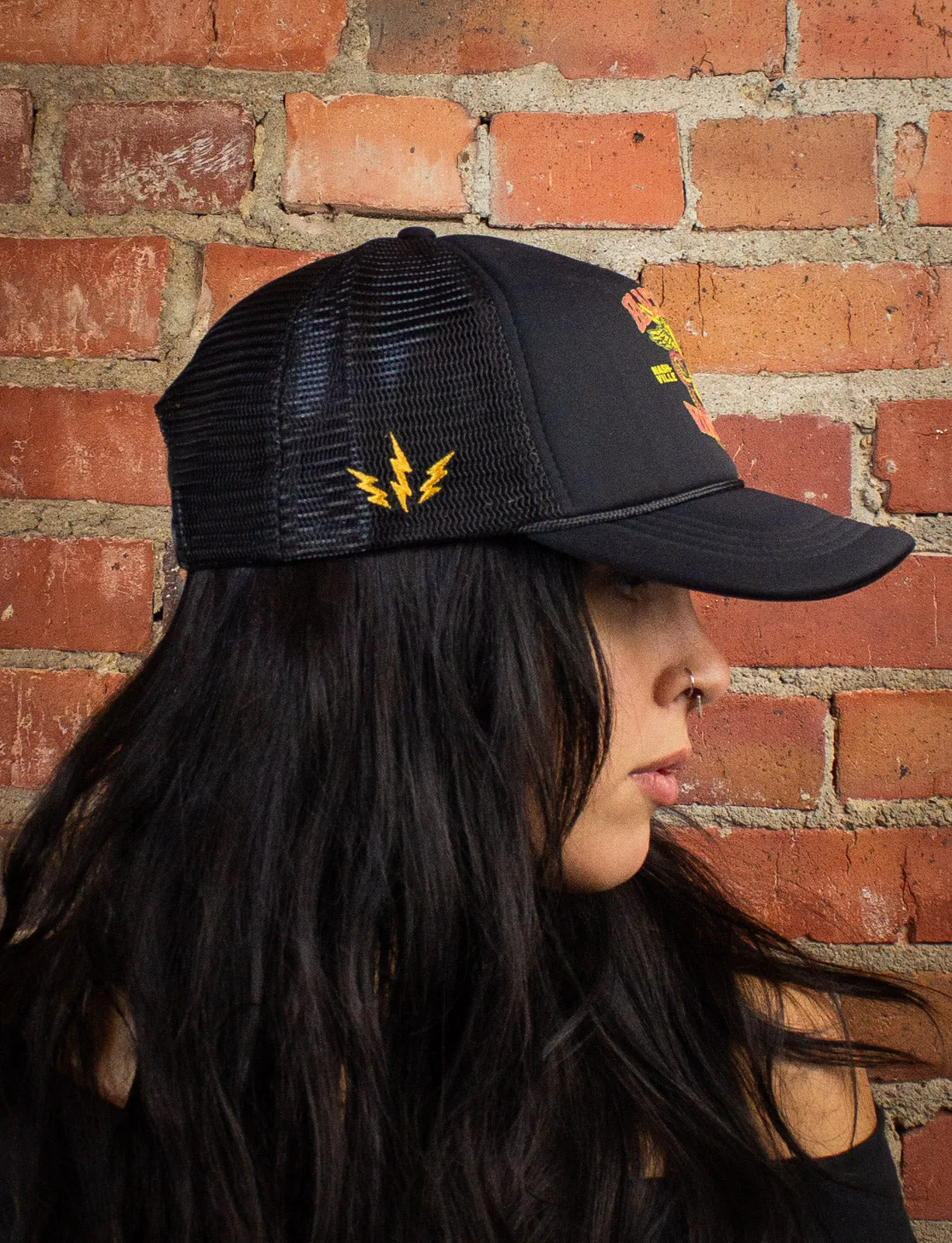 Black Shag Vintage Winged Skull   Snake Trucker Hat