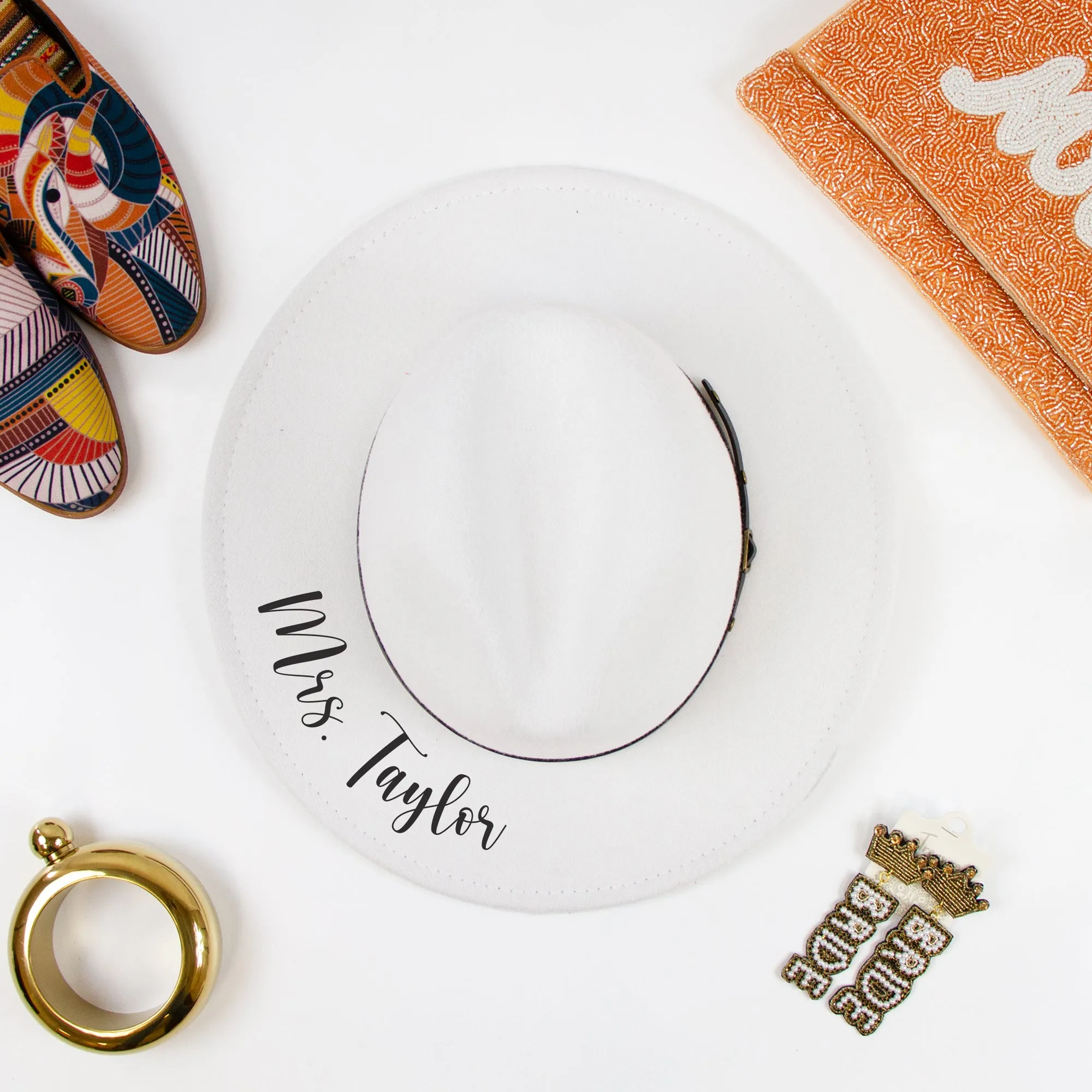 Customized Mrs Bridal Fedora Hat