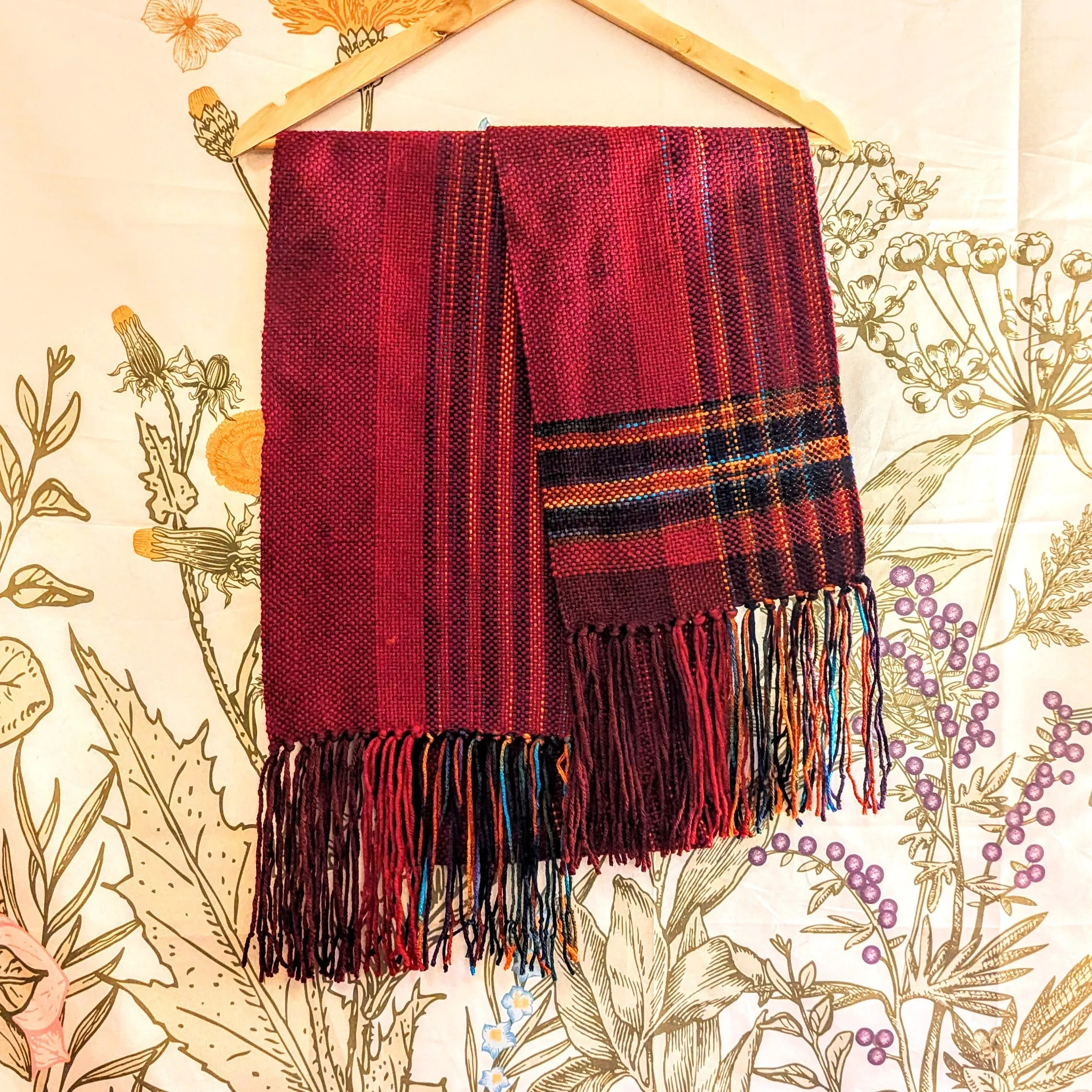 Hypoallergenic Red Plaid Handwoven Scarf