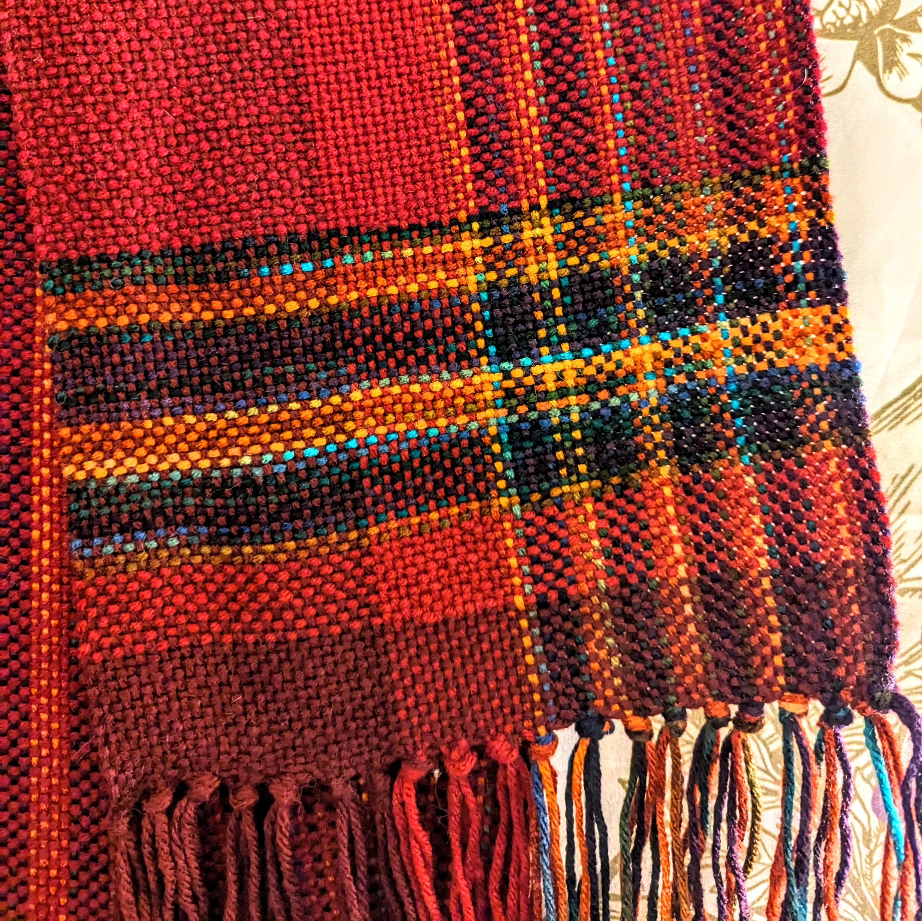Hypoallergenic Red Plaid Handwoven Scarf