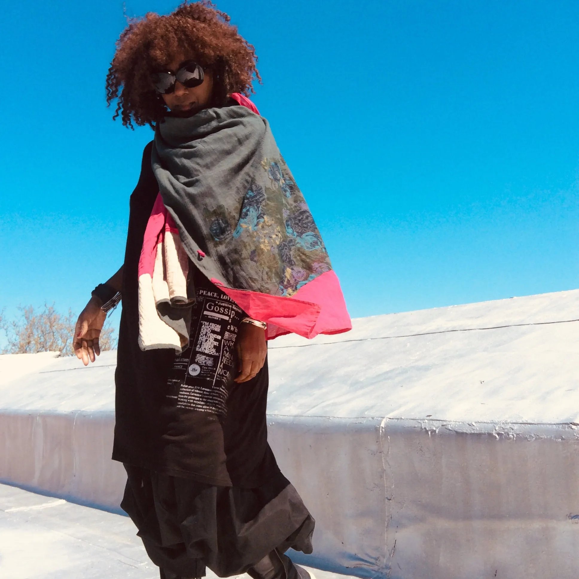 Large  double sided  Reversible cotton scarf for all seasons.