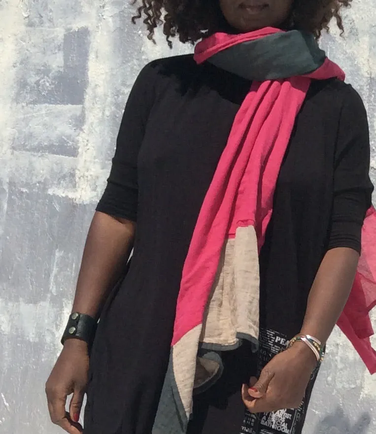 Large  double sided  Reversible cotton scarf for all seasons.
