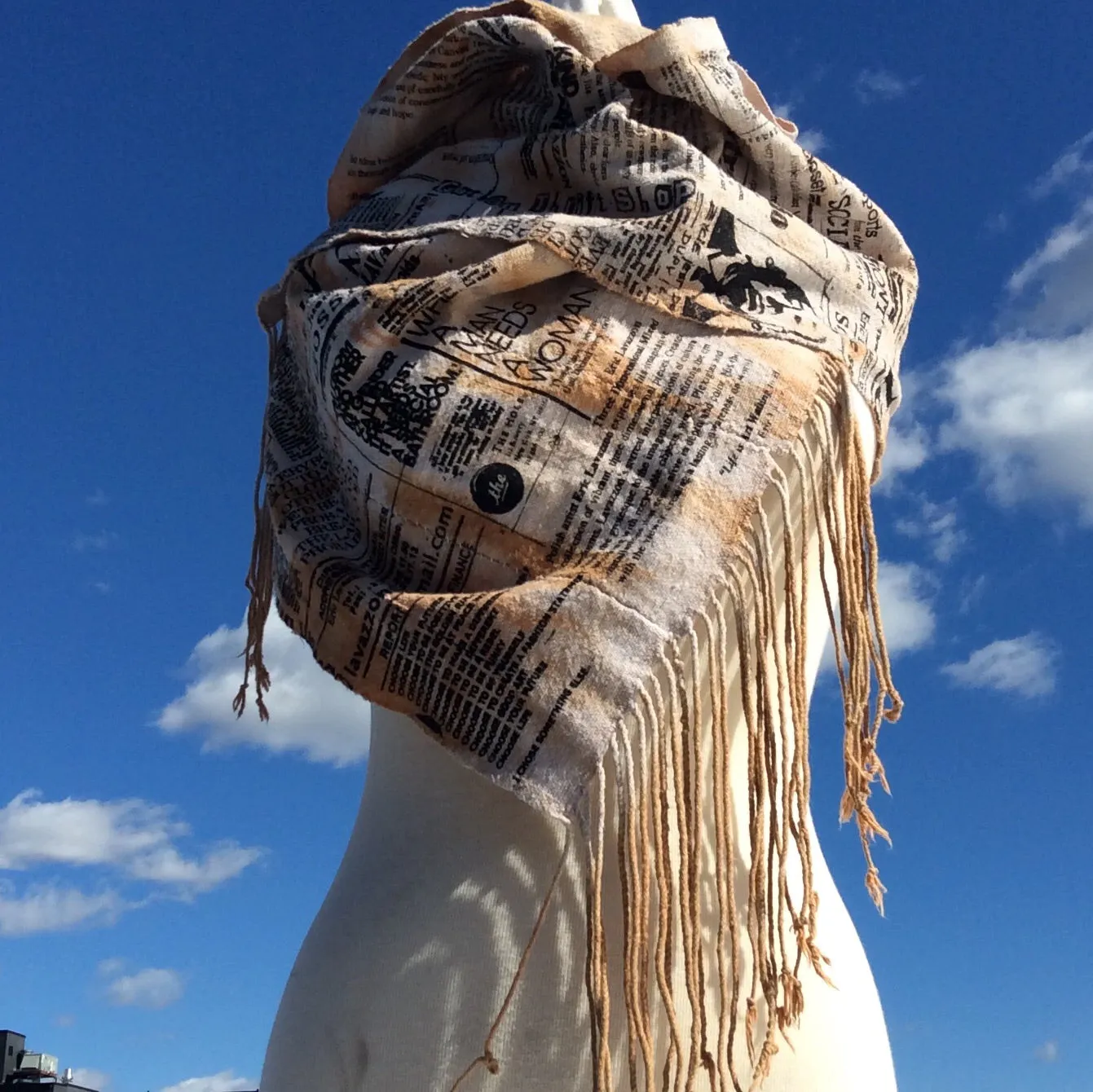 Natural Dye cotton mud cloth fringe scarf
