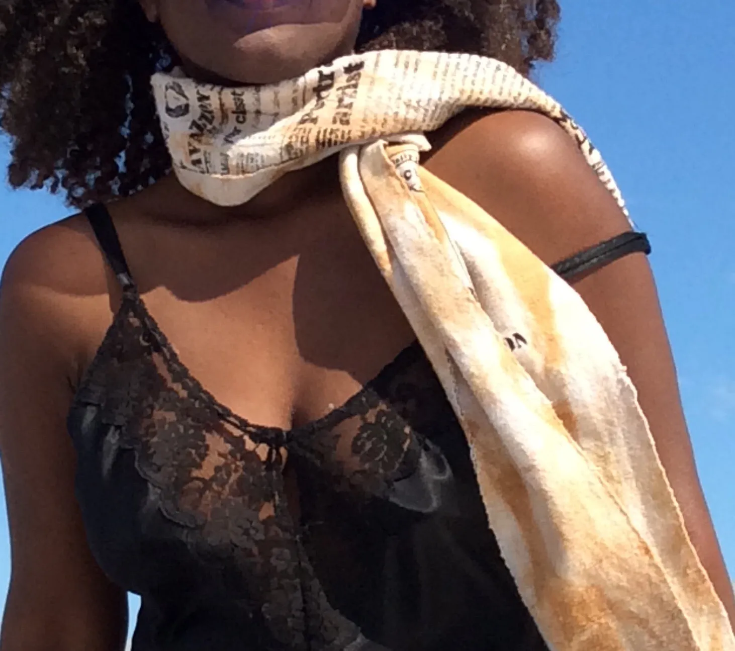 Natural Dye cotton mud cloth fringe scarf