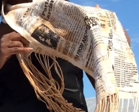 Natural Dye cotton mud cloth fringe scarf