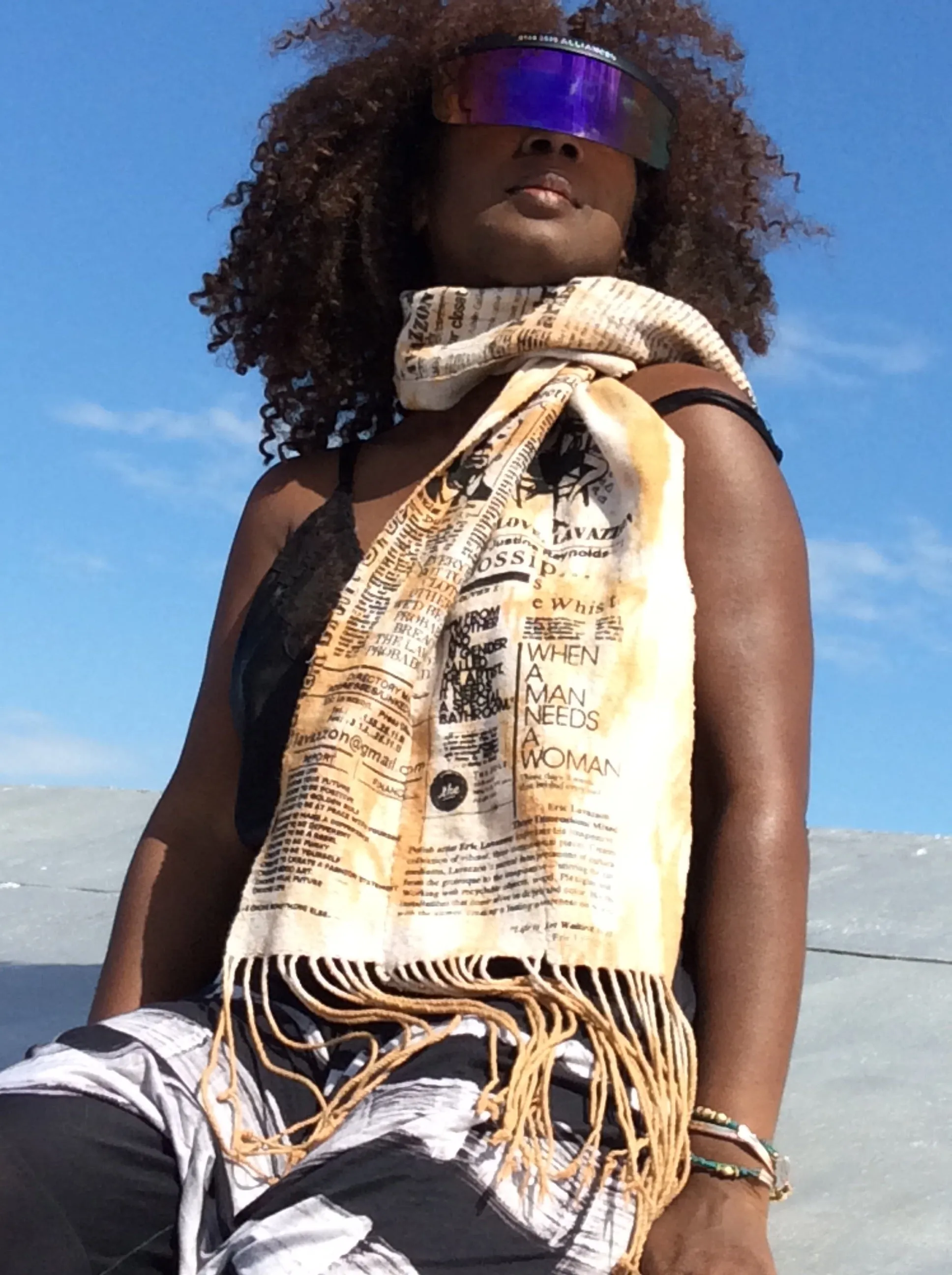 Natural Dye cotton mud cloth fringe scarf