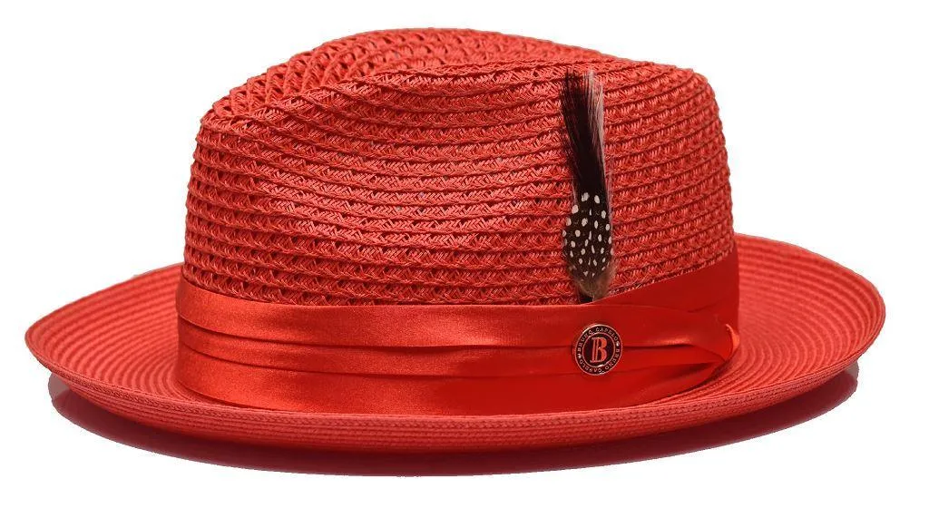 Red Fedora Braided Straw Hat