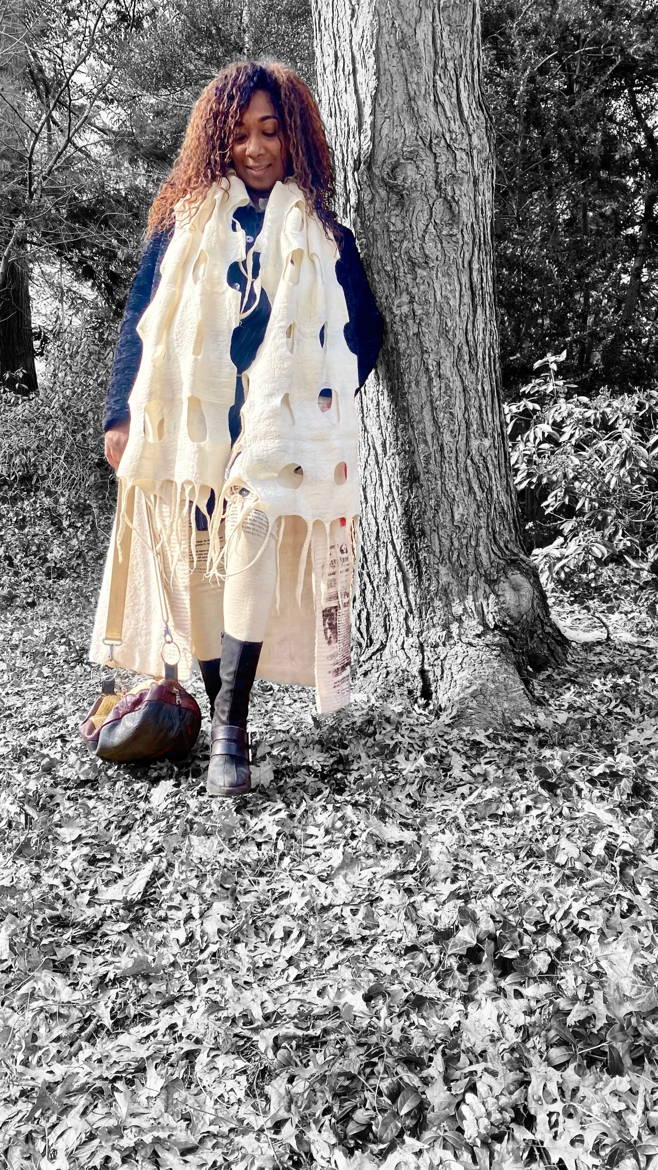 White window pane wrap/scarf